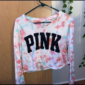 PINK vs tie dye crop long sleeve